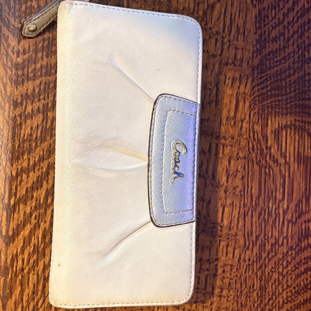 Coach Cream Leather Zip Wallet